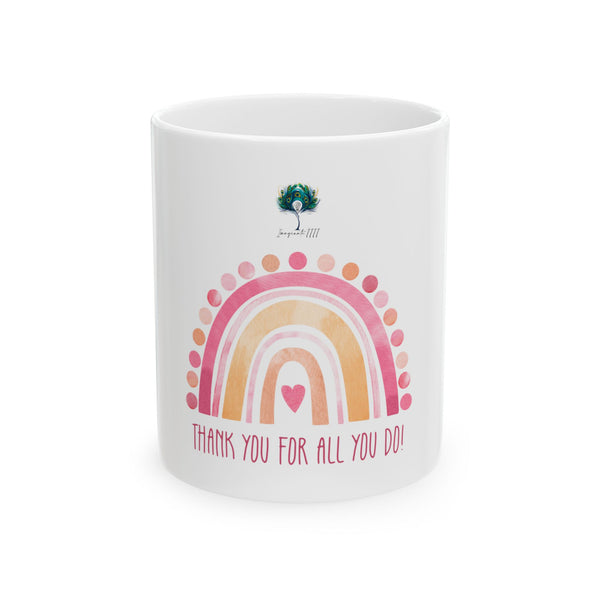 Pink Boho Thank You Rainbow Ceramic Mug - Gift for Teachers & Friends Imaginate 1111