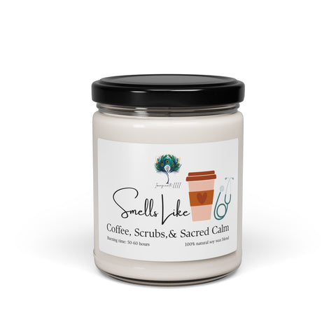 Smells Like Coffee, Scrubs and Sacred Calm Imaginate 1111 Soy Candle - 9oz Scented Candle for Gifts, Relaxation & Celebrations