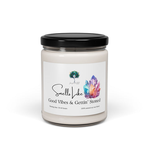 Smells Like Good Vibes & Gettin’ Stoned Imaginate 1111 Soy Candle - 9oz Scented Candle for Gifts, Relaxation & Celebrations