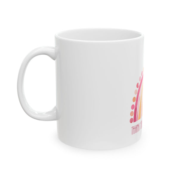 Pink Boho Thank You Rainbow Ceramic Mug - Gift for Teachers & Friends Imaginate 1111